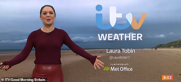 The ITV meteorologist began her attempt to fit as many Bon Jovi songs as possible into her weather report when she realized her teleprompter wasn't keeping up.