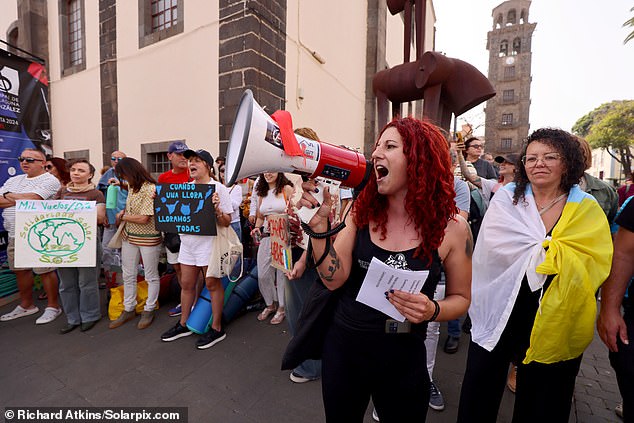 Protesters attend a hunger strike demonstration and march in La Laguna