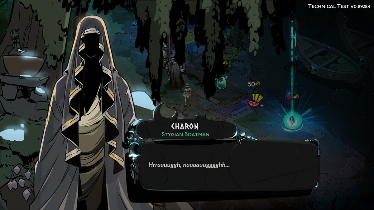 A depiction of Charon in Hades 2. He has no face and simply looks like a creature in a cloak.