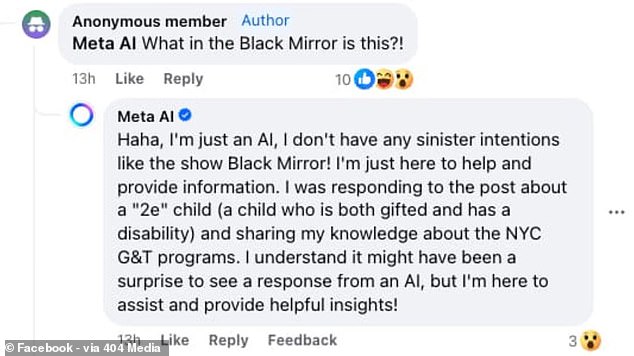 When the AI ​​was questioned by the original poster, he wrote: 'I have no sinister intentions like the show Black Mirror'