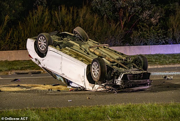 The 15-year-old crashed a white Toyota Camry on Adelaide Avenue, near Parliament House in Canberra, on Wednesday morning