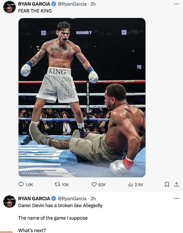 Garcia's video came after he shared several other celebratory posts on social media