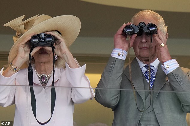 It is believed the king, who has undergone cancer treatment, is keen to return to action.  The assistants are so pleased with his progress that they plan for him to attend the event.  Pictured: King and Queen Camilla on day three of Ascot last year