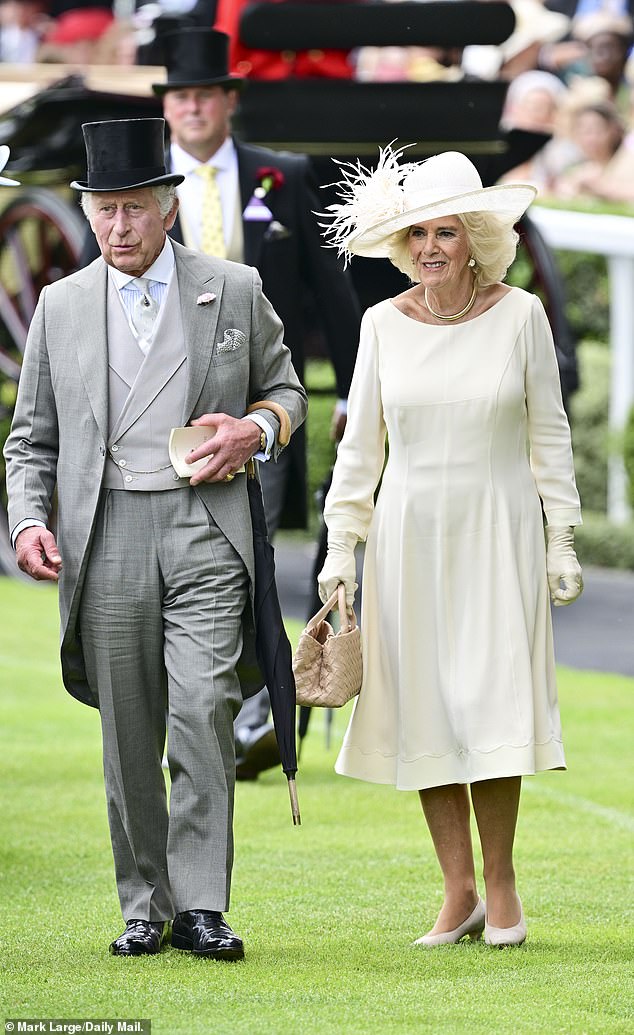 The King has told courtiers he wants to honor the memory of his late mother by attending Royal Ascot this summer.  Pictured with Queen Camilla on day five of Ascot last year