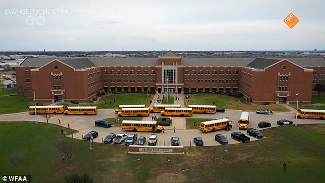 Outside Central High School, where the controversial Dutch filmmakers were invited as part of their documentary 'God, Jesus, Trump!'