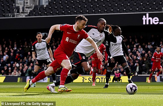 LONDON, ENGLAND - APRIL 21: (THE SUN OUT, THE SUN OUT ON SUNDAY) Diogo Jota of Liverpool during the Premier League match between Fulham FC and Liverpool FC at Craven Cottage on April 21, 2024 in London, England.  (Photo by Andrew Powell/Liverpool FC via Getty Images)