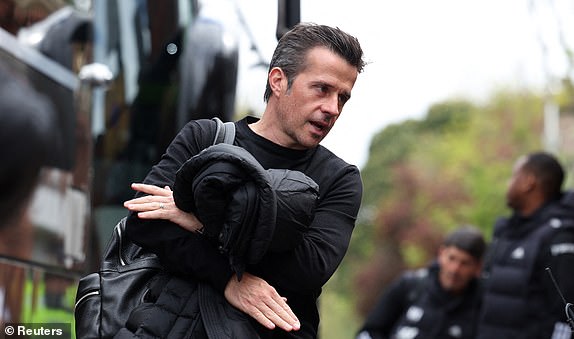 Football - Premier League - Fulham v Liverpool - Craven Cottage, London, Great Britain - April 21, 2024 Fulham manager Marco Silva arrives at the stadium before the match REUTERS/Isabel Infantes NO USE WITH UNAUTHORIZED AUDIO, VIDEO, DATA, BRACELET LISTS, CLUB /LEAGUE LOGOS OR 'LIVE' SERVICES.  ONLINE USE IN THE CONTEST LIMITED TO 45 IMAGES, NO VIDEO EMULATION.  NO USE IN ANY BETTINGS, GAMES OR PUBLICATIONS FOR ANY CLUB/LEAGUE/PLAYER.