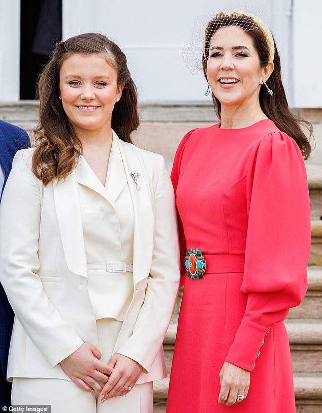 Queen Mary is pictured with her daughter, Princess Isabella, on April 30, 2022