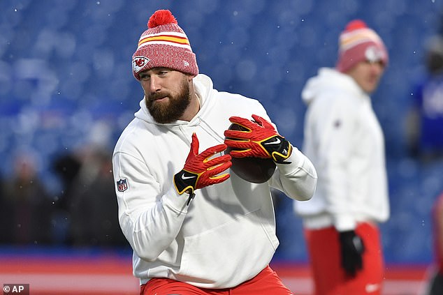 Travis Kelce scored two touchdowns against Buffalo as Jason and Taylor watched