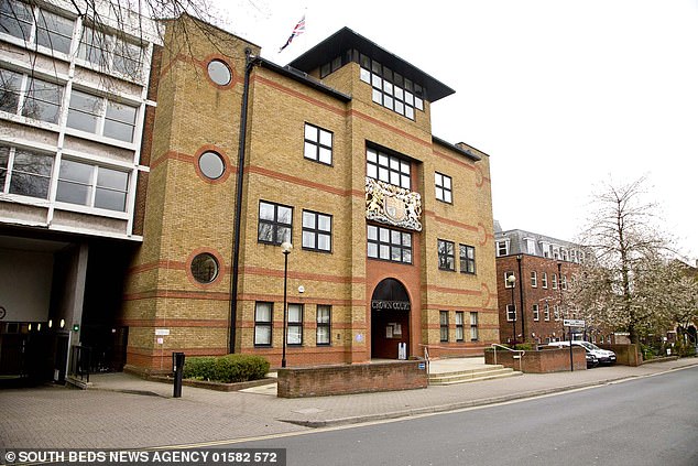 Luton Crown Court, where Shy appeared via video link from HMP Bedford on Friday wearing a gray prison tracksuit