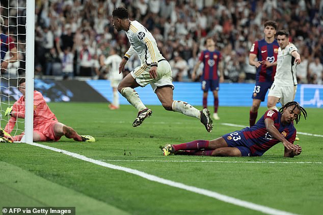 Bellignham hit the back post in the first minute of stoppage time at the Bernabeu