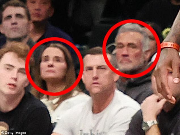 It is believed that Melinda was dating former Fox News reporter Jon Du Pre.  They are pictured at a basketball game in April 2022