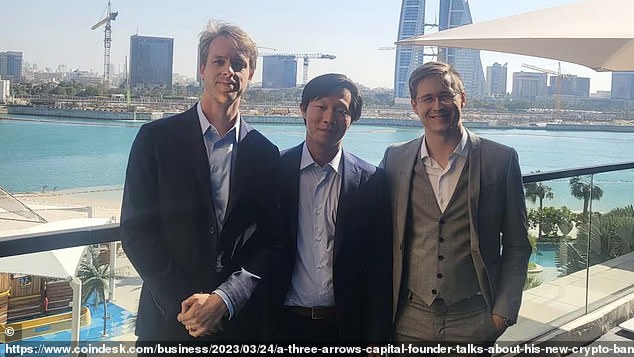 Davies (left) and Zhu (center).  At its peak, the fund managed around $18 billion, but suffered heavy losses when the cryptocurrencies LUNA and Terra collapsed.