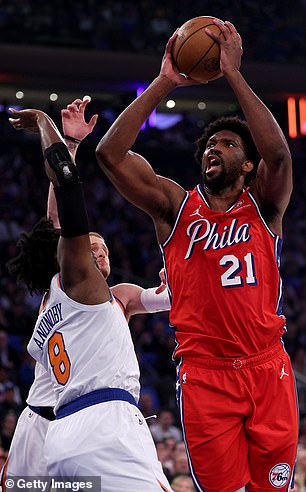 Embiid – the NBA's reigning MVP – in the 76ers' first-round matchup against the Knicks on Saturday