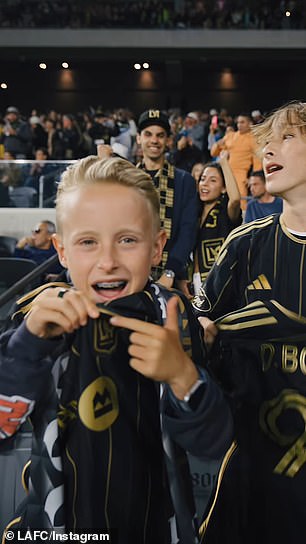 The family watched the Los Angeles Football Club's game against the New York Red Bulls at BMO Stadium in Los Angeles