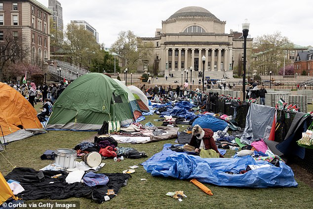 Tensions reached a boiling point since protesters pitched their tents on the university's south lawn at 4 a.m. Wednesday.  Several fights broke out when they were met by pro-Israel counter-protesters.