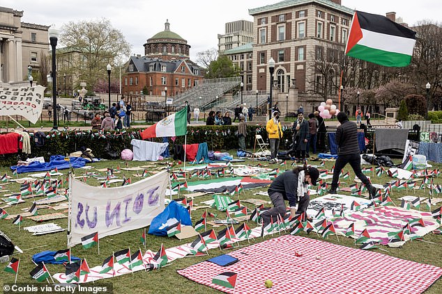 For the fifth day, pro-Palestinian students occupied a central lawn on the campus of Columbia University