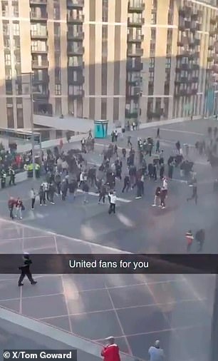 The fans continued to run in all directions to watch the penalty shoot-out