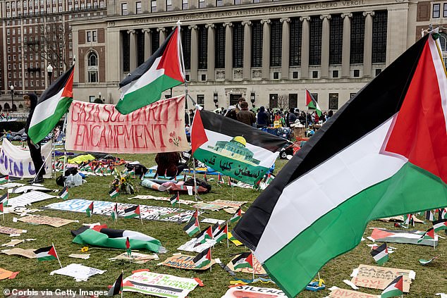 Protesting when university president Minouche Shafik testified before Congress about anti-Semitism on campus