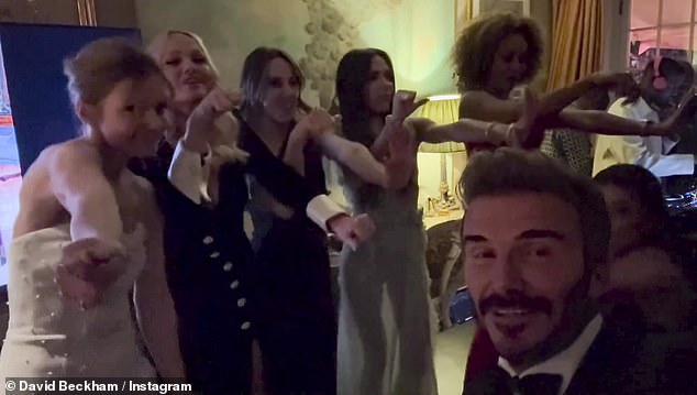 The Spice Girls officially reunited on Saturday as they celebrated Victoria's 50th birthday in London, dancing and singing along