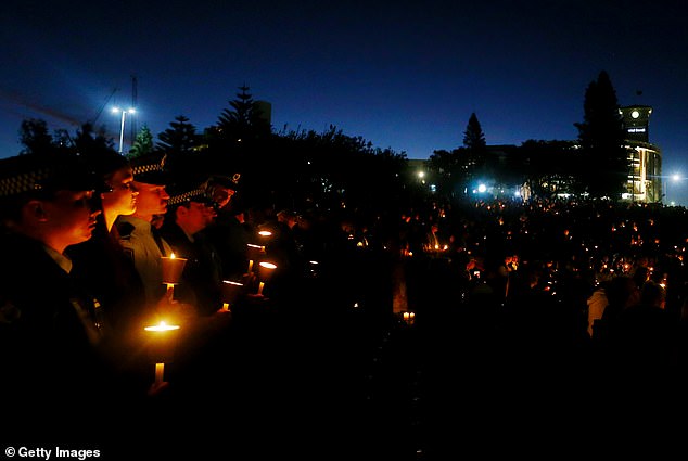 The sunset vigil (pictured) was heard by New South Wales Premier Chris Minns and Premier Anthony Albanese