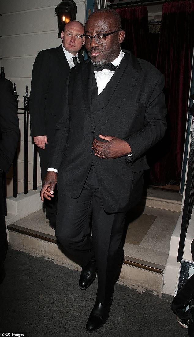 Former Vogue editor Edward Enninful snapped outside the party at Oswald's, Mayfair