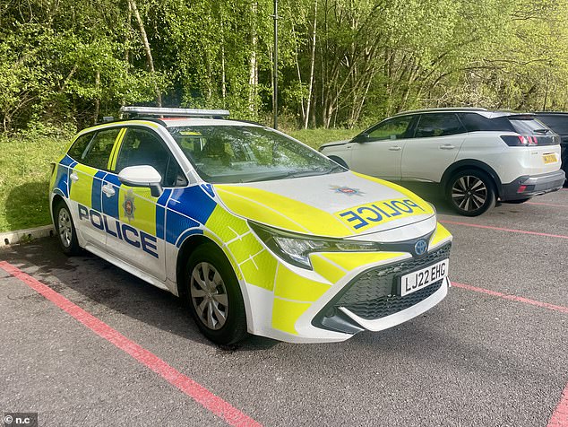 A police car outside the Pennyhill Park hotel in Bagshot, Surrey, after the incident