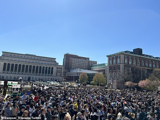 Dozens of Columbia University staff members held a walkout Monday as they protested the NYPD being called in to control anti-Israel protests last week.