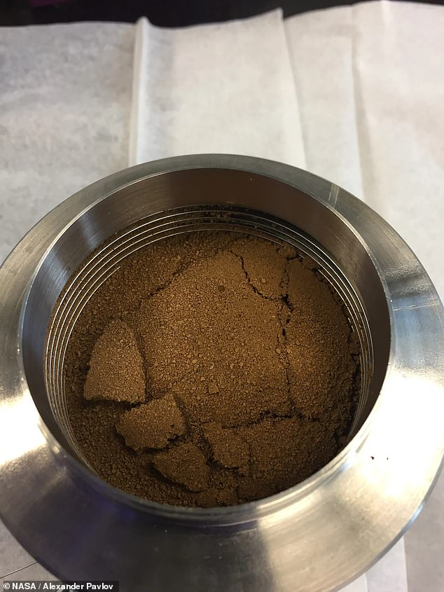 Scientists used this sample of Martian soil to conduct an experiment on how it forms a crust, trapping methane beneath the planet's surface during the day.