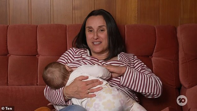 Melbourne mother-of-three Trish Faranda and her seven-month-old baby Clara (both pictured) were kicked out of Barker's show this weekend.  She appeared on The Project to condemn Barker's decision, but struggled to keep her child quiet during the interview