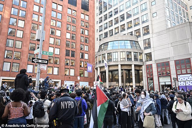 The protesters called on New York University to divest from Israel