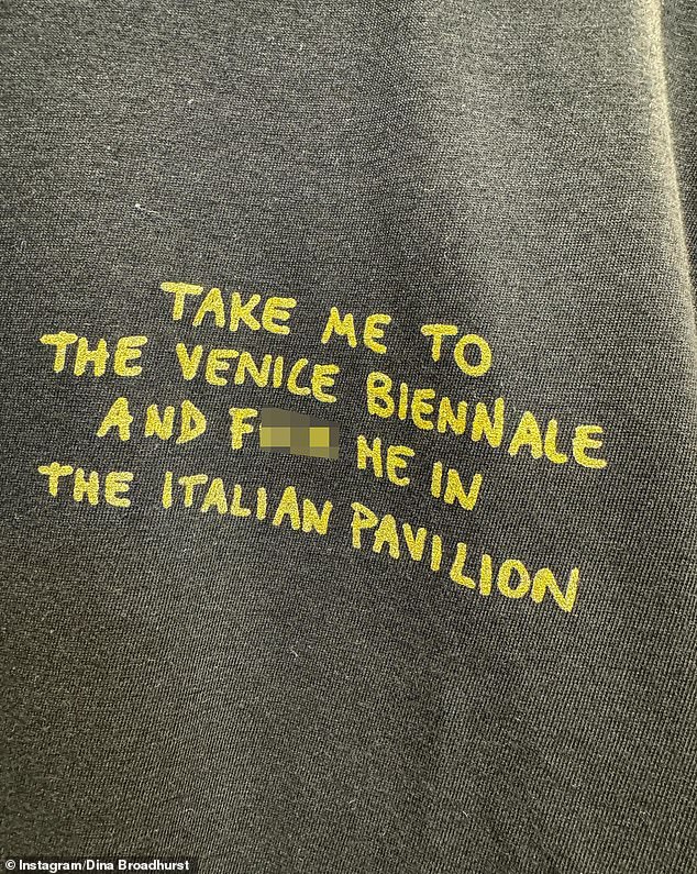 Among the picturesque images of the city, the influencer shared an X-rated post.  “Take me to the Venice Biennale and fuck me in the Italian Pavilion,” read one photo of a printed shirt, referring to the famous biennial art show hosted by the Italian city.  Pictured
