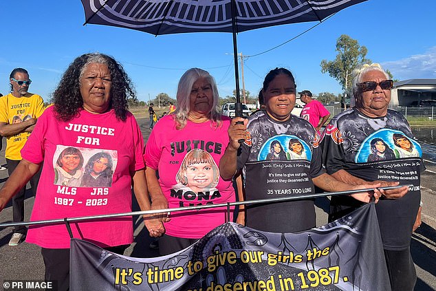 In court to hear the coroner's findings on Tuesday were (pictured campaigning) Mona's sister, Fiona Smith (left), Mona's mother, June Smith (second from left), Cindy's sister, Kerrie Smith, and (second from right) , Cindy's mother, Dawn Smit