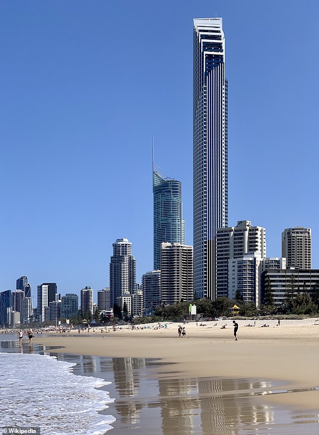 The Maranoa MP and his wife Amelia purchased a luxury two-bedroom apartment with stunning beach views in the Peppers Soul Surfers Paradise tower (pictured) in December 2022, with the settlement finalized on February 6, 2023 - three days before his journey