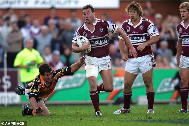 Newtown-born Hill (pictured holding the ball for Manly) was one of the best players in the world at his peak, representing NSW and Australia several times