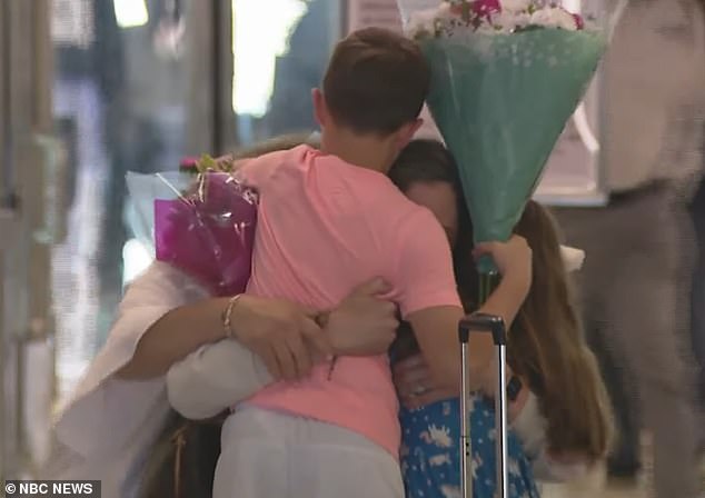 After weeks stuck in the Caribbean islands, cameras captured the moment Valerie was reunited with the couple's two young children in Oklahoma