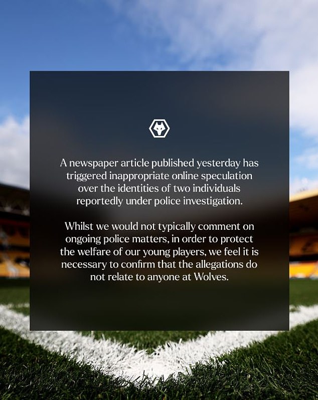 The club's statement emphasized that it was issued due to concerns for the 