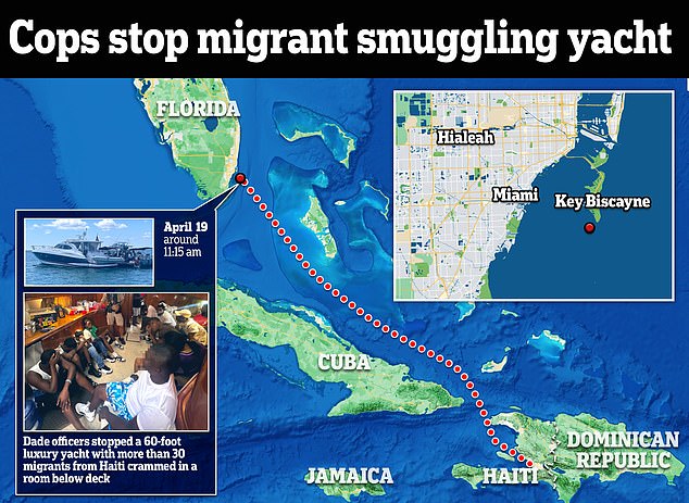 1713986491 698 Luxury Florida yacht is stopped with THIRTY Haitian migrants crammed