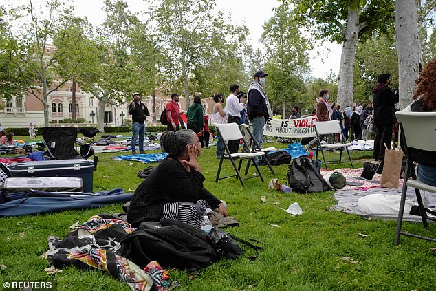 Officials broke up a tent demonstration after students began camping out in Palestine following a call from USC's Divest from Death Coalition and National Students for Justice in Palestine