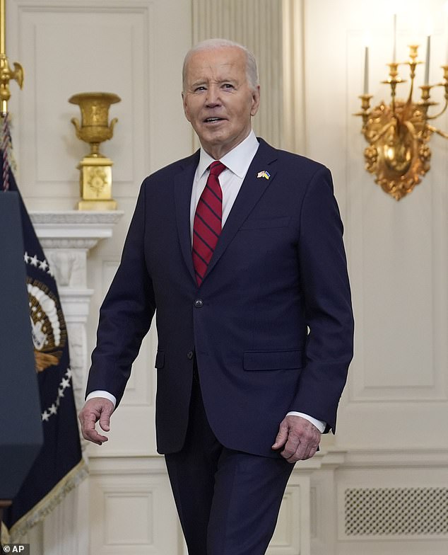 The former US president is ahead of his successor Biden (pictured) by a margin of 46 percent to 39 percent – ​​and leads in every age group