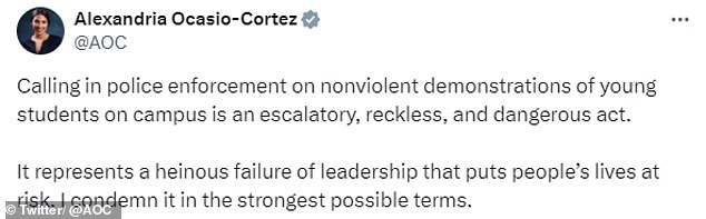 AOC condemned reports of threats to police or the National Guard