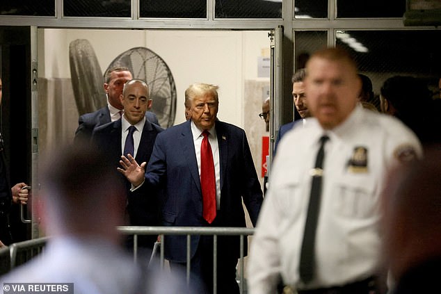 Trump leaves the courtroom on Thursday during a break in the proceedings