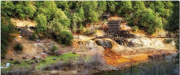 California has the second-highest number of Superfund sites, with 96 across the state, including the Argonaut mine in Jackson.  The photo shows the drainage of an acid mine emptying into a nearby river