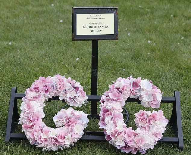 A floral display for George for his funeral earlier today