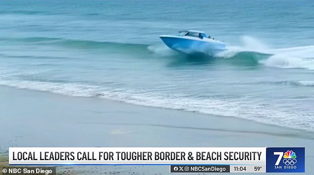 Migrants enter the country by speedboat on the Southern California beach in Carlsbad, California in April 2024