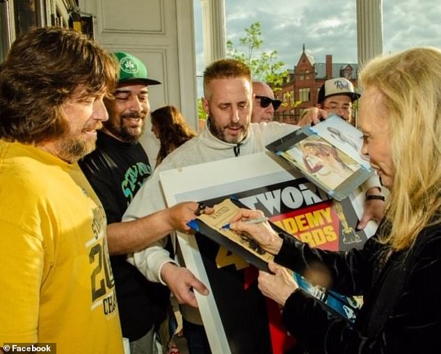 Dunaway, pictured signing autographs in Boston, reportedly threw objects at the crew and left them 'scared for their safety'