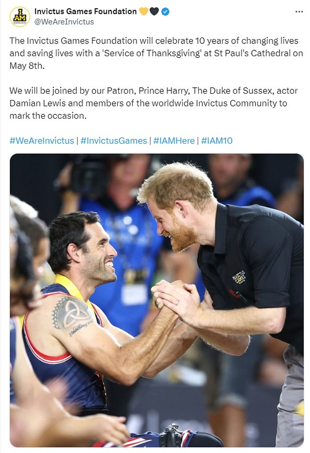 A statement published on the Invictus Games social media confirmed the prince's attendance