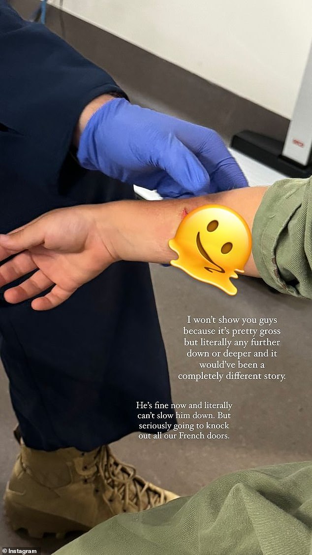 In a post on Instagram Stories, the 30-year-old influencer shared a photo of the poor child with a cut on his arm, who was being treated in hospital