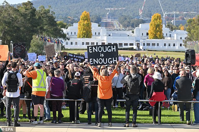 The message was loud and clear at rallies across Australia this weekend.  Pictured is the rally in Canberra on Sunday