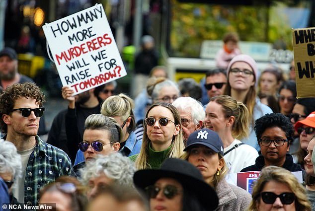 Thousands of protesters marched and took part in rallies (pictured) across Australia this weekend to demand an end to violence against women